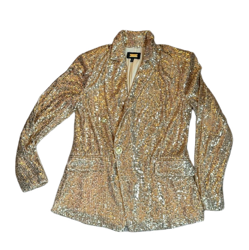 Alexia Admor Size 6 Abbie Blazer Gold Sequins - Picture 2 of 11